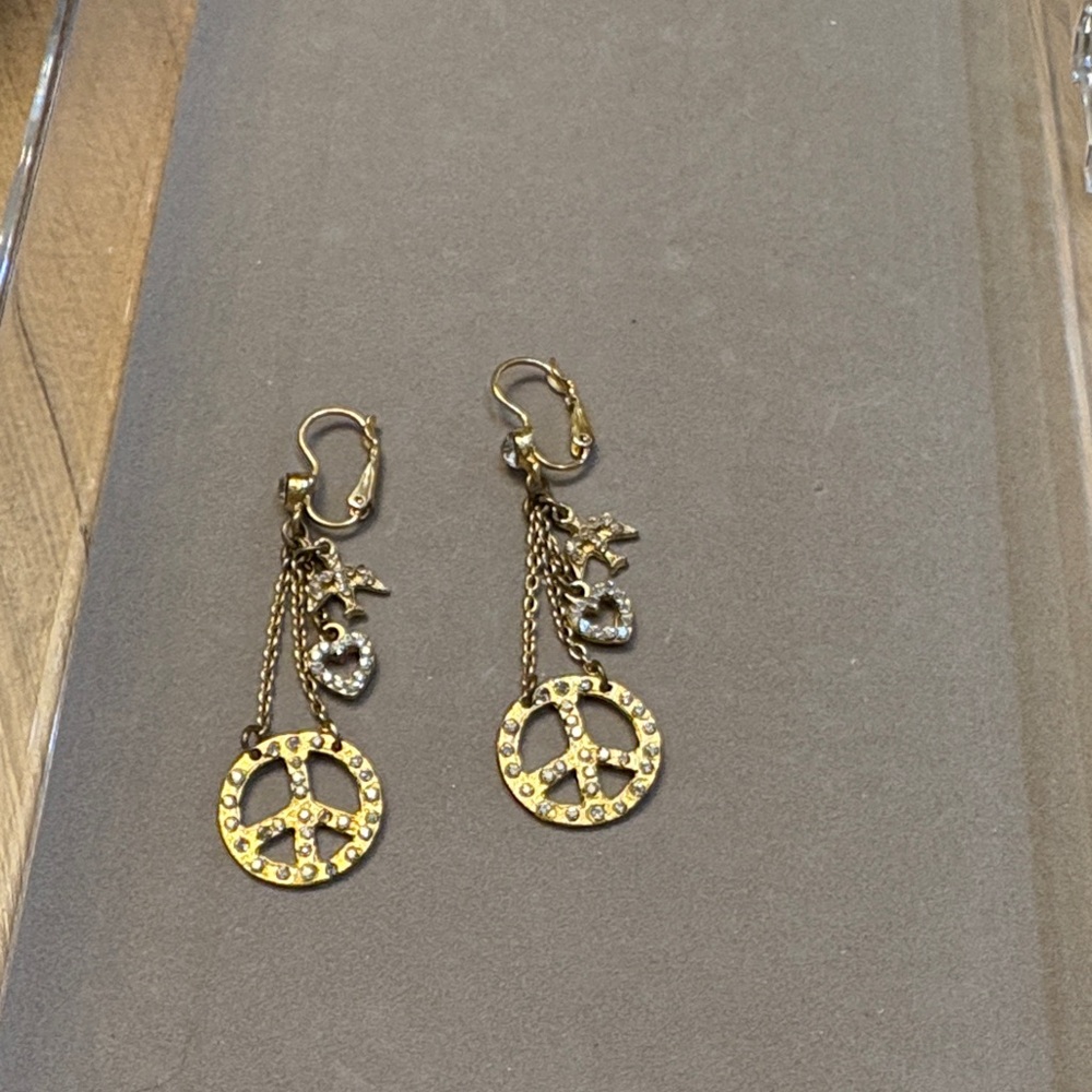 Chic Gold Peace Dangle Earrings